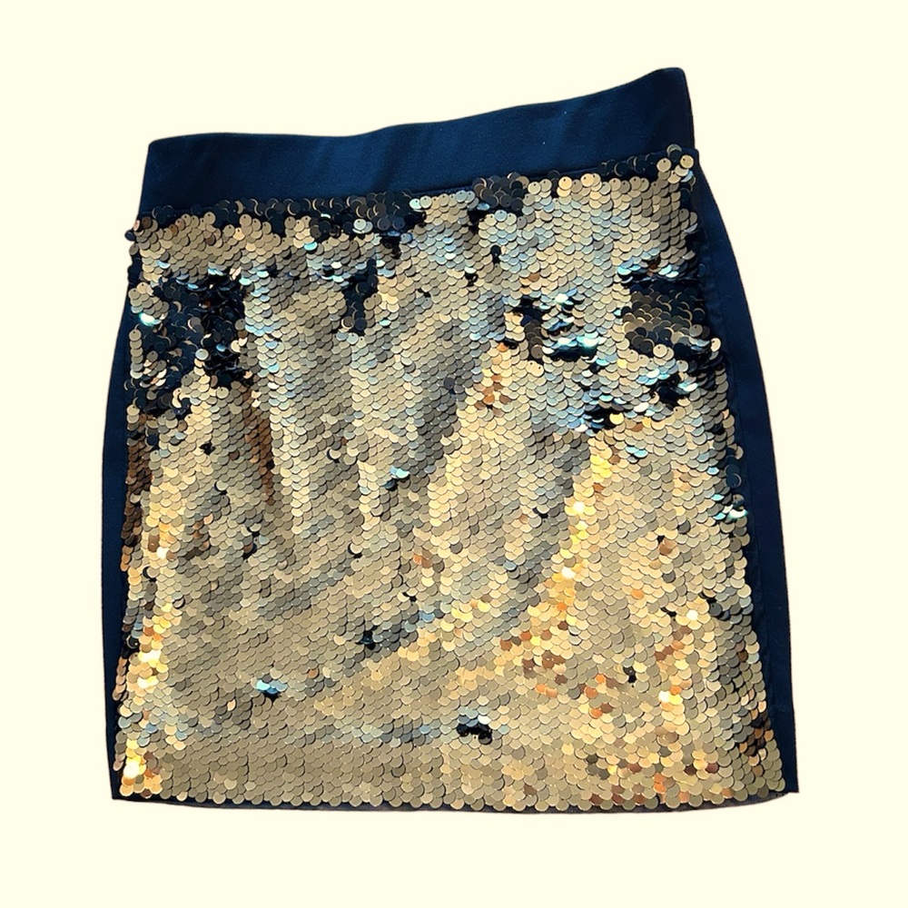 Soho New York & Company Gold Sequin Black Stretch Mini Skirt
